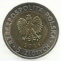Polonia - 5 Zlotych 2014 (Km# 904) 25 Anos Liberdade