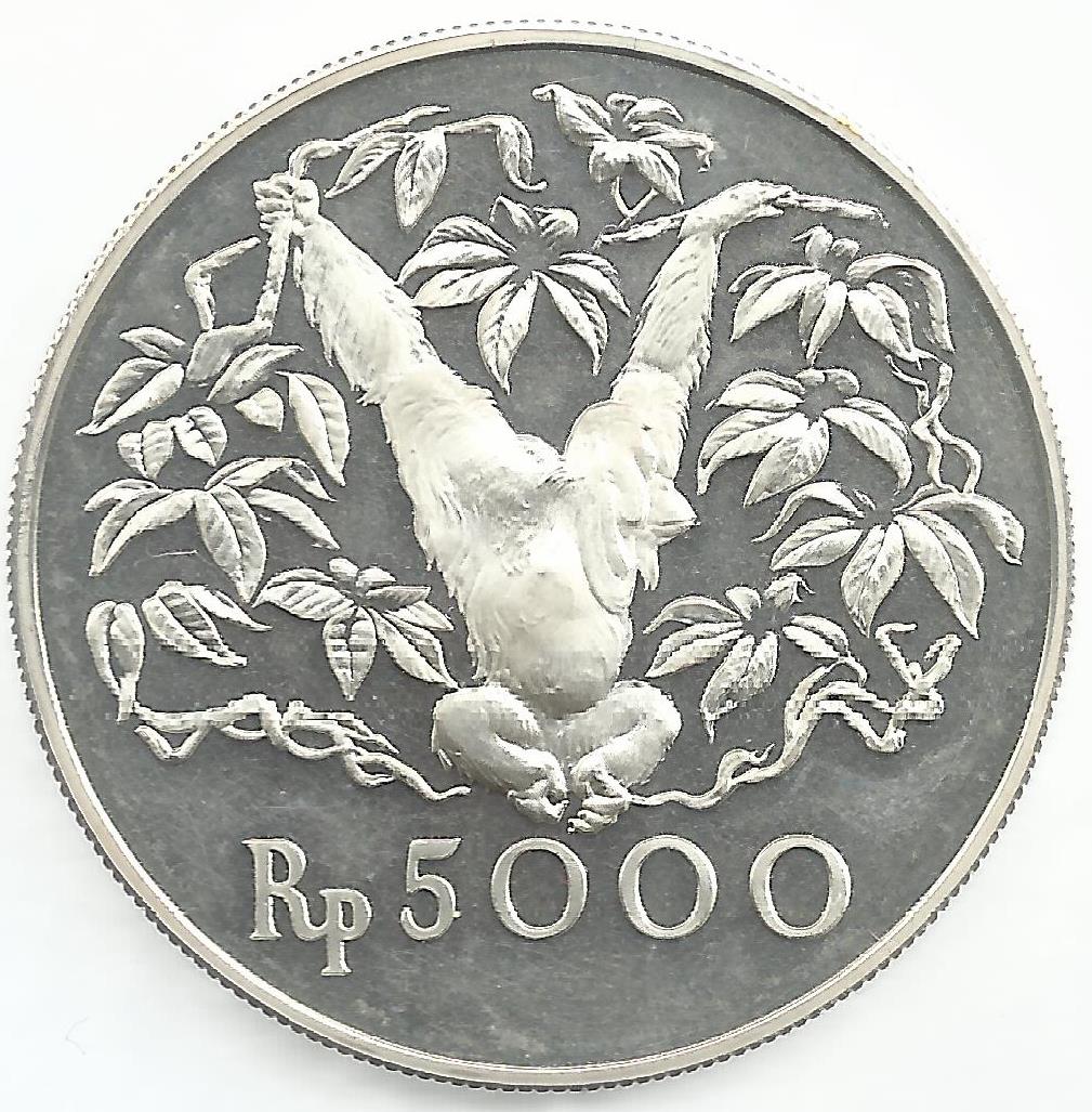 Indonesia - 5000 Rupias 1974 (Km# 40) Orangotango