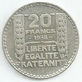 França - 20 Francos 1938 (Km# 879)