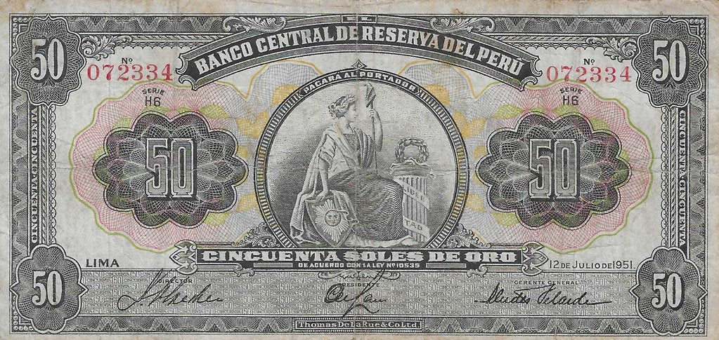 Peru - 50 Soles Ouro 1951 (# 72)