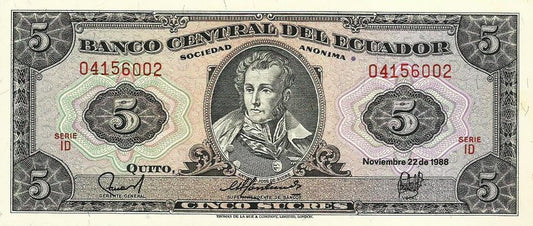 Equador - 5 Sucres 1988 (# 113d)
