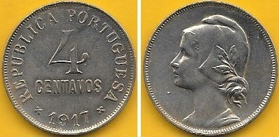 Portugal - 4 Centavos 1917 (Km# 566)