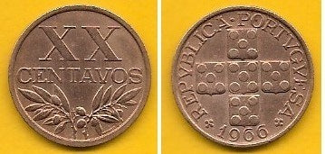 Portugal - XX Centavos 1966 (Km# 584)