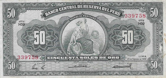 Peru - 50 Soles Ouro 1968 (# 85a)