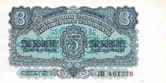Checoslovaquia - 3 Koruny 1953 (# 79b)