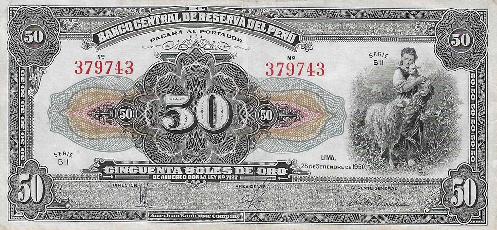 Peru - 50 Soles Ouro 1950 (# 68Aa)