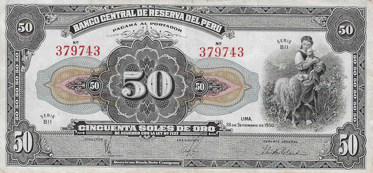 Peru - 50 Soles Ouro 1950 (# 68Aa)