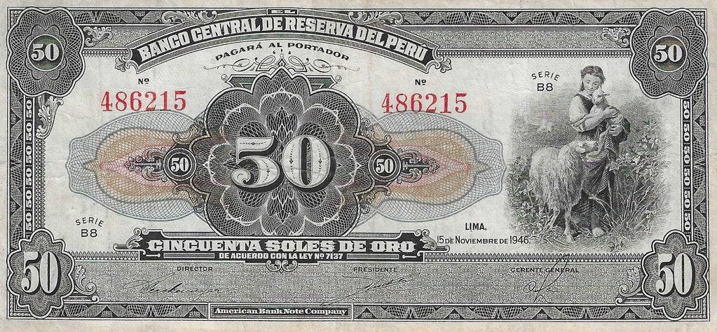 Peru - 50 Soles Ouro 1946 (# 68Aa)