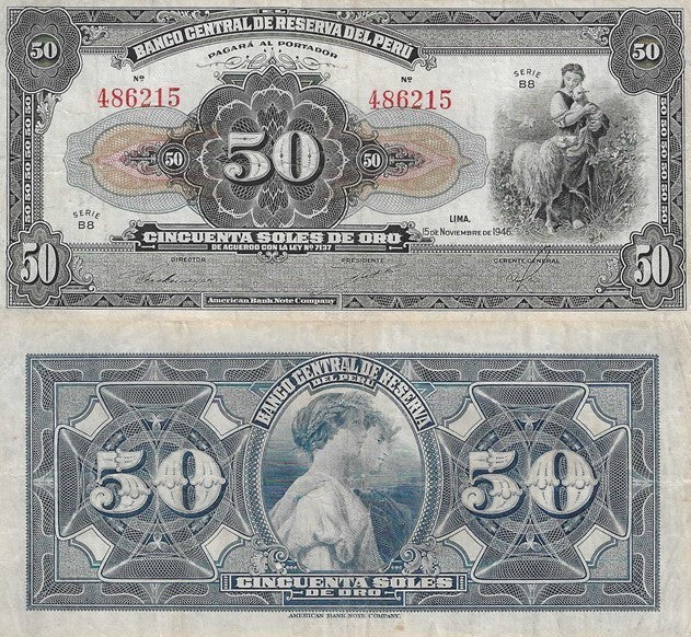 Peru - 50 Soles Ouro 1946 (# 68Aa)