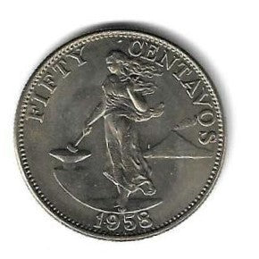 Filipinas - 50 Centavos 1958 (Km# 190)