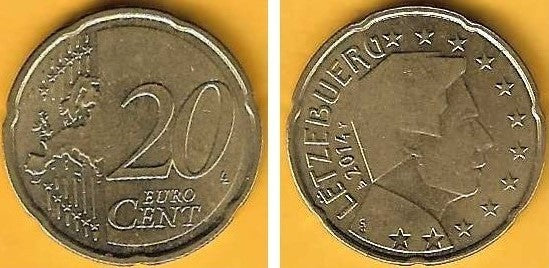 Luxemburgo - 20 Centimos 2014 (Km# 90)
