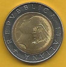 Itália - 500 Liras 1993 (Km# 160) 100º Banco Itália