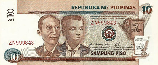 Filipinas - 10 Piso 2001 (# 187h)