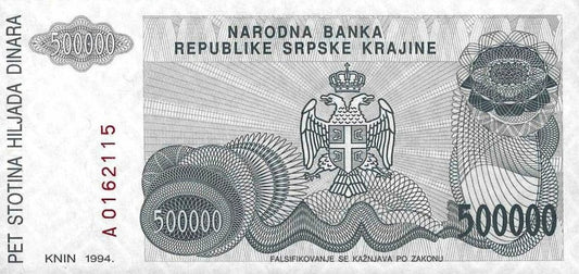 Croacia - 500000 Dinara 1994 (# R32)