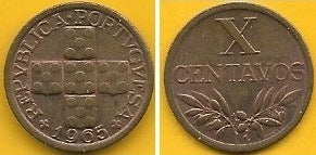 Portugal - 10 Centavos 1965 (Km# 583)