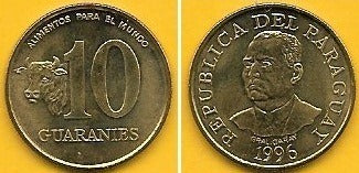 Paraguai - 10 Guaranies 1996 (Km# 178a) Fao