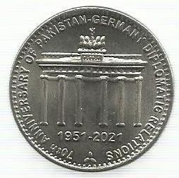 Paquistão - 70 Rupias 2021 (Km# 84) 70º Anivº Paquistao/Alemanha