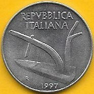 Itália - 10 Liras 1997 (Km# 93)