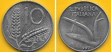 Itália - 10 Liras 1997 (Km# 93)