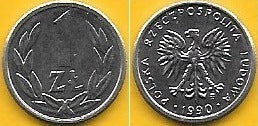 Polonia - 1 Zloty 1990 (Km# 49.3)