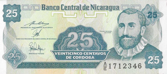 Nicaragua - 25 Centavos Cordoba 1991 (# 170a)