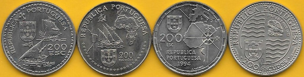 Portugal - 200$00 1994 (Km# 670/671/672 e 673) Descobrimentos
