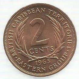 Este Caribbean Territories - 2 Centimos 1965 (Km# 3)