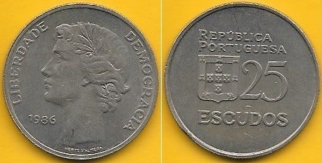 Portugal - 25$00 1986 (Km# 610)