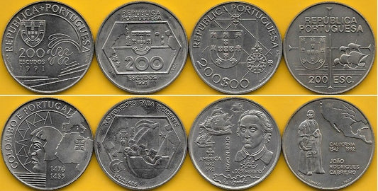 Portugal - 200$00 1991/2 (Km# 658/659/660 e 611) Descobrimentos