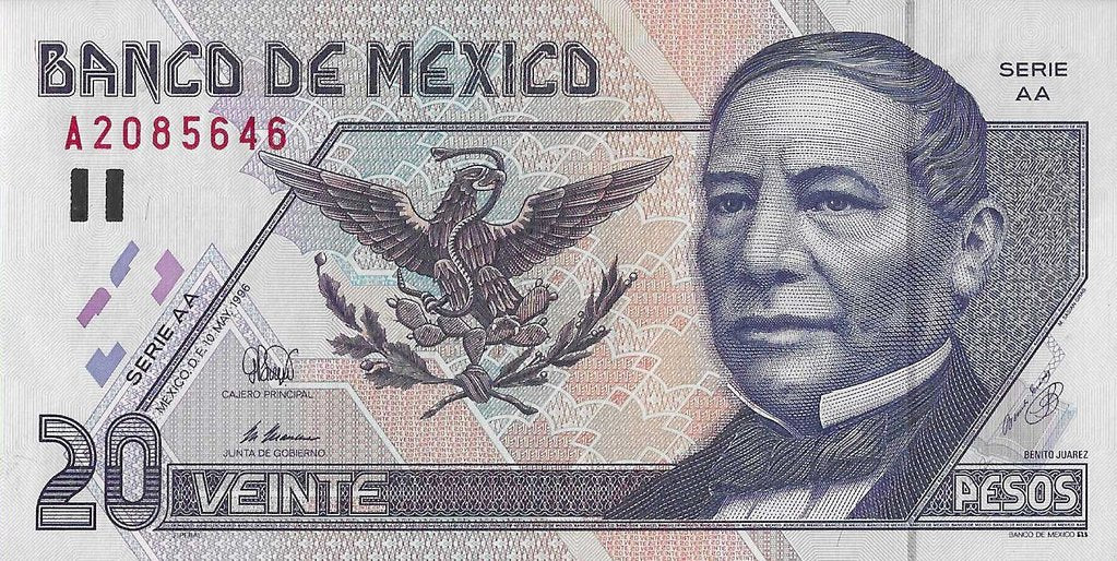 Mexico - 20 Pesos 1996 (# 106b)