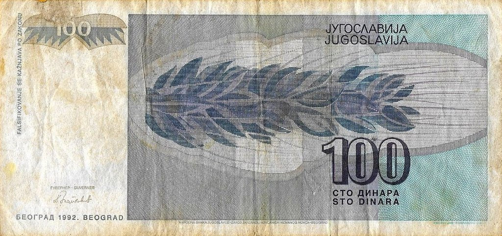 Jugoslávia - 100 Dinara 1992 (# 112)