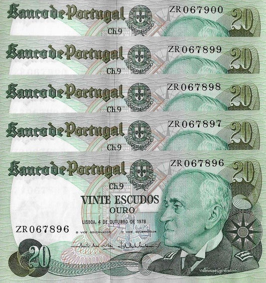 Portugal - 20$00 1978 (# 176b) Numeros Seguidos