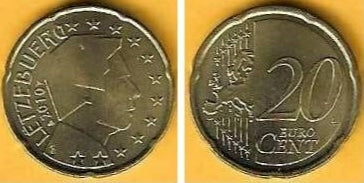 Luxemburgo - 20 Centimos 2010 (Km# 90)
