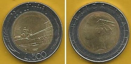 Itália - 500 Liras 1987 (Km# 111)