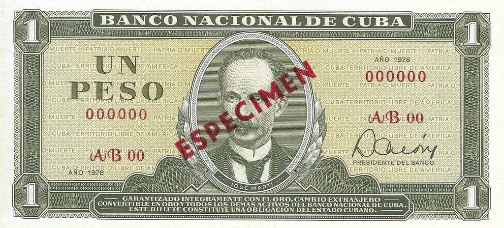 Cuba - 1 Peso 1978 (# 102bs) Especimen