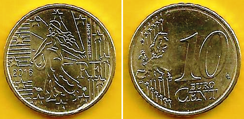 França - 10 Centimos 2016 (Km# 1410)