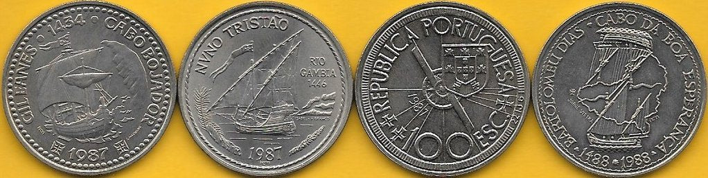 Portugal - 100$00 1987/88 (Km# 639/640/641 e 642) Descobrimentos