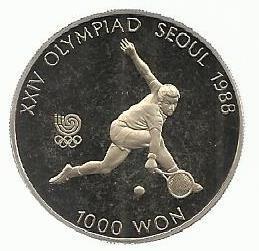 Coreia Sul - 1000 Won 1987 (Km# 47) Tenis