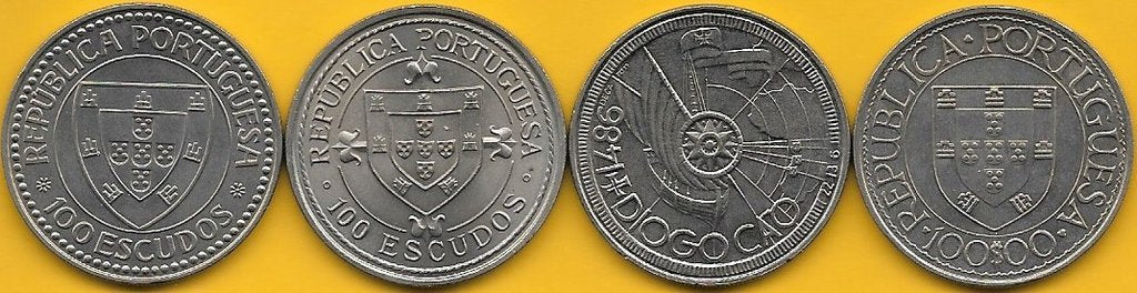 Portugal - 100$00 1987/88 (Km# 639/640/641 e 642) Descobrimentos