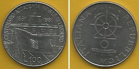 Itália - 100 Liras 1981 (Km# 108) Academia Naval