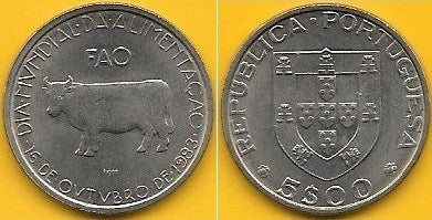 Portugal - 5$00 1983 (Km# 618) Fao