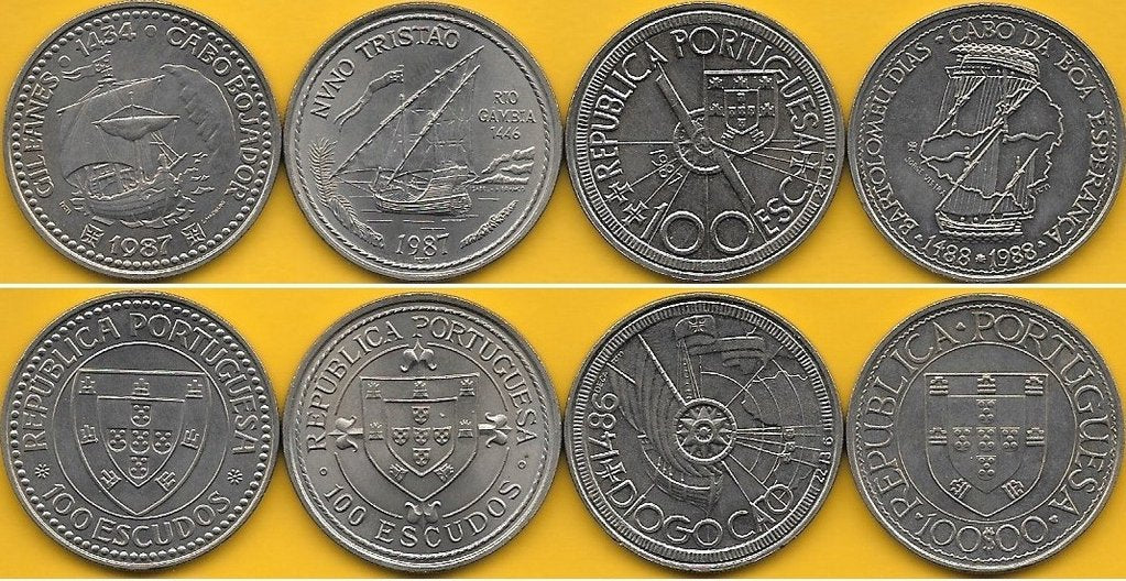 Portugal - 100$00 1987/88 (Km# 639/640/641 e 642) Descobrimentos