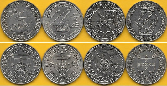 Portugal - 100$00 1987/88 (Km# 639/640/641 e 642) Descobrimentos