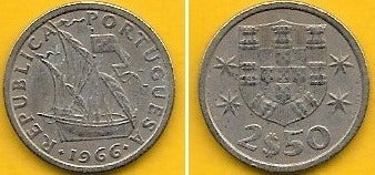 Portugal - 2$50 1966 (Km# 590)