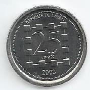 Libano - 25 Livres 2002 (Km# 40)