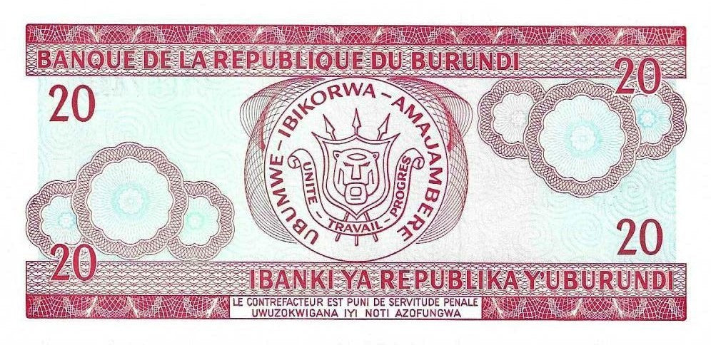 Burundi - 20 Francos 1997 (# 27d)
