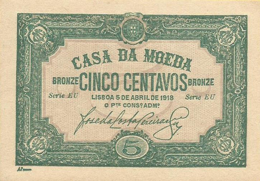 Portugal - 5 Centavos 1918 (# 97)