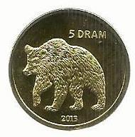 Nagorno Karabakh - 5 Dram  2013 (Km# 32) Urso