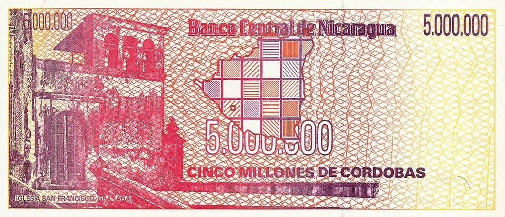 Nicaragua - 5000000 Cordobas 1990 (# 165)
