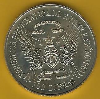 S. T. Principe - 100 Dobras 1985 (Km# 42) Independencia